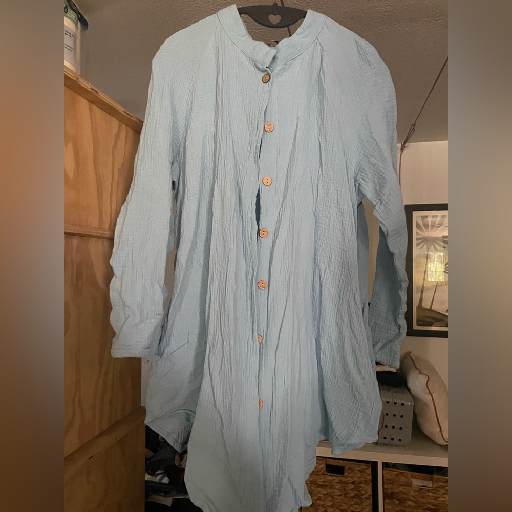 MISSLOOK cotton linen button tunic with pockets